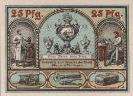 25 PFENNIG 1921 Stadt PLAUE Thuringia UNC DEUTSCHLAND Notgeld Banknote #PB542 - [11] Lokale Uitgaven