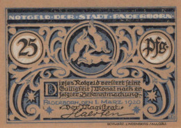 25 PFENNIG 1921 Stadt PADERBORN Westphalia UNC DEUTSCHLAND Notgeld #PI906 - Lokale Ausgaben