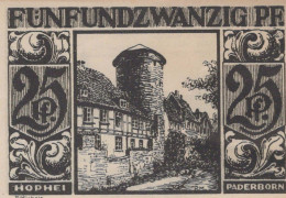 25 PFENNIG 1921 Stadt PADERBORN Westphalia DEUTSCHLAND Notgeld Banknote #PG194 - Lokale Ausgaben