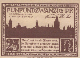 25 PFENNIG 1921 Stadt PADERBORN Westphalia DEUTSCHLAND Notgeld Banknote #PF461 - [11] Lokale Uitgaven