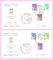 LUQUET LA POSTE 1997. Surchargés SPM.  2 FDC Y&T N° 656 à 661. Edition Officielle 1er Jour Du 8 OCT. 1997.  TB. - FDC