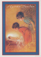 BAMBINO Scena Paesaggio Gesù Bambino Vintage Cartolina CPSM #PBB593.IT - Scènes & Paysages