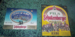 Schiltigheim Anciennes Etiquettes De Bière D'Alsace  Lot De 2 Différentes Brasserie Schutzenberger Pils & De Noël - Cerveza
