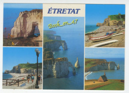 {92150} 76 Seine Maritime Etretat , Multivues ; Manneporte , Aiguille Et Porte D' Aval , Chapelle , Falaises Et Plage - Etretat