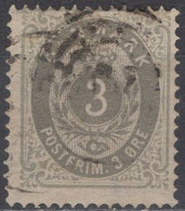 Denmark - Definitive - 3 Ø - Number In The Frame - Mi 22 II Y A B - 1875 - Gebruikt
