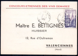 VALENCIENNES Nord Carte Concours-étrennes Des Vins Demarez Pour Maître Bettignies, Huissier 1955 - Conde Sur Escaut