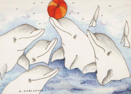 DELFÍNs Animales Vintage Tarjeta Postal CPSM #PBS669.ES - Delfines