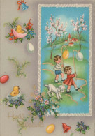 PASCUA NIÑOS HUEVO Vintage Tarjeta Postal CPSM #PBO302.ES - Ostern