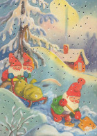 Feliz Año Navidad GNOMO Vintage Tarjeta Postal CPSM #PBB463.ES - Año Nuevo