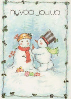 Feliz Año Navidad MUÑECO DE NIEVE Vintage Tarjeta Postal CPSM #PAZ806.ES - Año Nuevo