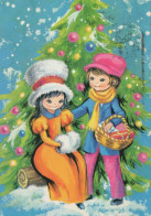 Feliz Año Navidad NIÑOS Vintage Tarjeta Postal CPSM #PAY784.ES - Año Nuevo