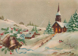 Feliz Año Navidad IGLESIA Vintage Tarjeta Postal CPSM #PAY326.ES - Año Nuevo