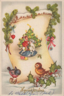 Feliz Año Navidad NIÑOS Vintage Tarjeta Postal CPSM #PAY199.ES - Año Nuevo