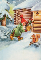 SANTA CLAUS ANIMALS CHRISTMAS Holidays Vintage Postcard CPSM #PAK456.GB - Kerstman
