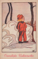 Bonne Année Noël ENFANTS Vintage Carte Postale CPSMPF #PKD801.FR - Nieuwjaar
