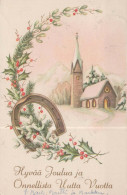Bonne Année Noël ÉGLISE Vintage Carte Postale CPSMPF #PKD555.FR - Nieuwjaar
