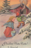 Bonne Année Noël ENFANTS Vintage Carte Postale CPSMPF #PKD308.FR - Anno Nuovo