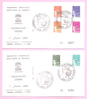 LUQUET LA POSTE 1998. Surchargés SPM.  2 FDC Y&T N° 663 à 668. Edition Officielle 1er Jour Du 7 Janvier 1998.  TB. - FDC