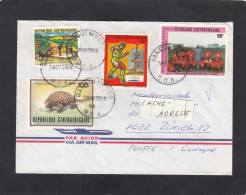 LETTRE DE BANGUI AVEC TIMBRE "ANKYLAUSAURE/POMPE A EAU/J.O. BARCELONA 92/PYGMEES".1989. - Centraal-Afrikaanse Republiek