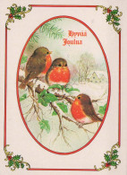 Bonne Année Noël OISEAU Vintage Carte Postale CPSM #PBM741.FR - Nieuwjaar