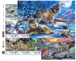 Ukraine 2024, Fauna, Wolves, Art, Sheetlet Of 6v - Ucraina