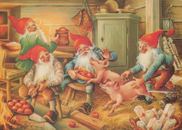 Bonne Année Noël GNOME Vintage Carte Postale CPSM #PBA685.FR - Nieuwjaar
