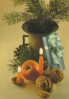 Bonne Année Noël BOUGIE Vintage Carte Postale CPSM #PBA808.FR - Neujahr
