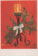 Bonne Année Noël BOUGIE Vintage Carte Postale CPSM #PBA308.FR - Neujahr