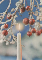 Bonne Année Noël BOUGIE Vintage Carte Postale CPSM #PBA428.FR - Neujahr