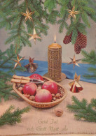 Bonne Année Noël BOUGIE Vintage Carte Postale CPSM #PBA247.FR - Nouvel An