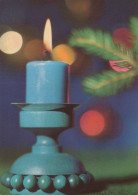 Bonne Année Noël BOUGIE Vintage Carte Postale CPSM #PBA126.FR - Nouvel An