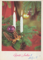 Bonne Année Noël BOUGIE Vintage Carte Postale CPSM #PAZ368.FR - Nouvel An