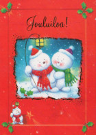 Bonne Année Noël BONHOMME DE NEIGE Vintage Carte Postale CPSM #PAZ807.FR - Nouvel An