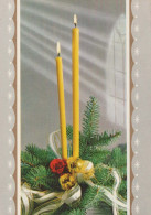 Bonne Année Noël BOUGIE Vintage Carte Postale CPSM #PAZ248.FR - Nouvel An