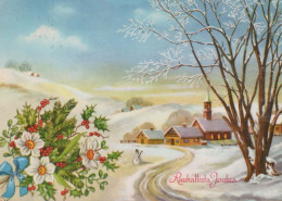 Bonne Année Noël ÉGLISE Vintage Carte Postale CPSM #PAY327.FR - Nouvel An