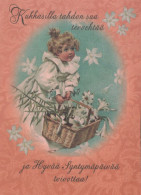 Bonne Année Noël ENFANTS Vintage Carte Postale CPSM #PAW694.FR - Nouvel An