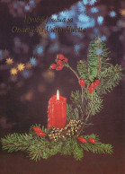 Bonne Année Noël BOUGIE Vintage Carte Postale CPSM #PAV526.FR - Nouvel An