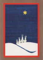 Bonne Année Noël LAPIN Vintage Carte Postale CPSM #PAV090.FR - Nouvel An