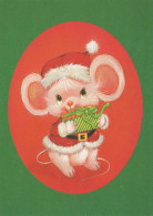 Bonne Année Noël SOURIS Vintage Carte Postale CPSM #PAU951.FR - Año Nuevo