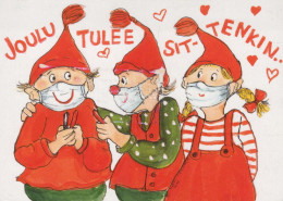 Bonne Année Noël GNOME Vintage Carte Postale CPSM #PAU619.FR - Nouvel An