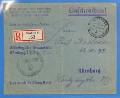 Allemagne Reich 1939 - Lettre Einschreiben De Nurnberg - G33453 - Lettres & Documents