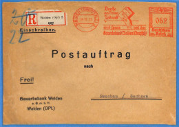 Allemagne Reich 1937 - Lettre Einschreiben De Weiden - G33455 - Lettres & Documents