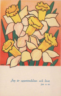EASTER FLOWERS Vintage Postcard CPA #PKE254.GB - Easter