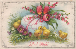 EASTER CHICKEN EGG Vintage Postcard CPA #PKE379.GB - Pâques