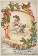 Happy New Year Christmas SNOWMAN CHILDREN Vintage Postcard CPSM #PAZ742.GB - Nouvel An