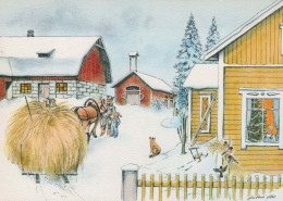 Happy New Year Christmas HORSE Vintage Postcard CPSM #PAZ870.GB - Nouvel An