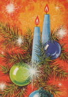 Happy New Year Christmas CANDLE Vintage Postcard CPSM #PAZ608.GB - New Year