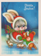 Happy New Year Christmas RABBIT Vintage Postcard CPSM #PAV088.GB - Año Nuevo