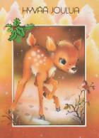Happy New Year Christmas DEER Vintage Postcard CPSM #PAU755.GB - Nouvel An