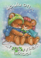 Happy New Year Christmas TEDDY BEAR Vintage Postcard CPSM #PAU886.GB - Año Nuevo
